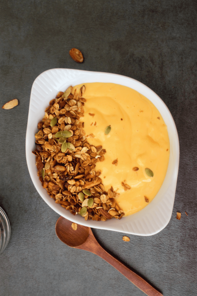 Mango lassi bowl with Persian granola
